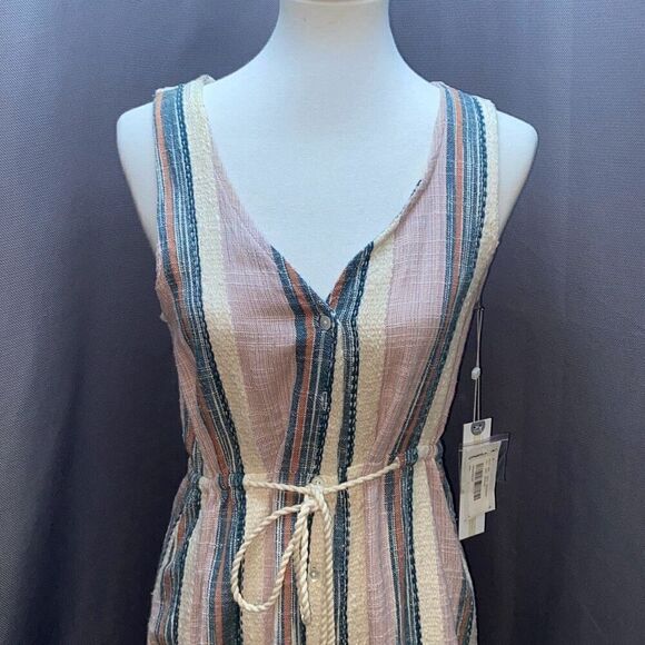 NWT ONeill Striped Button down mini dress Serape Sz S Pink/BLue - Picture 5 of 14